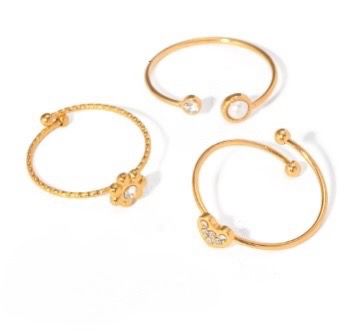 Simple Gold Rings (Set of 3)